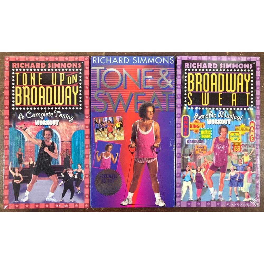 Lot of 3 Sealed Richard Simmons Workout VHS Tapes Broadway Exercise Aerobics